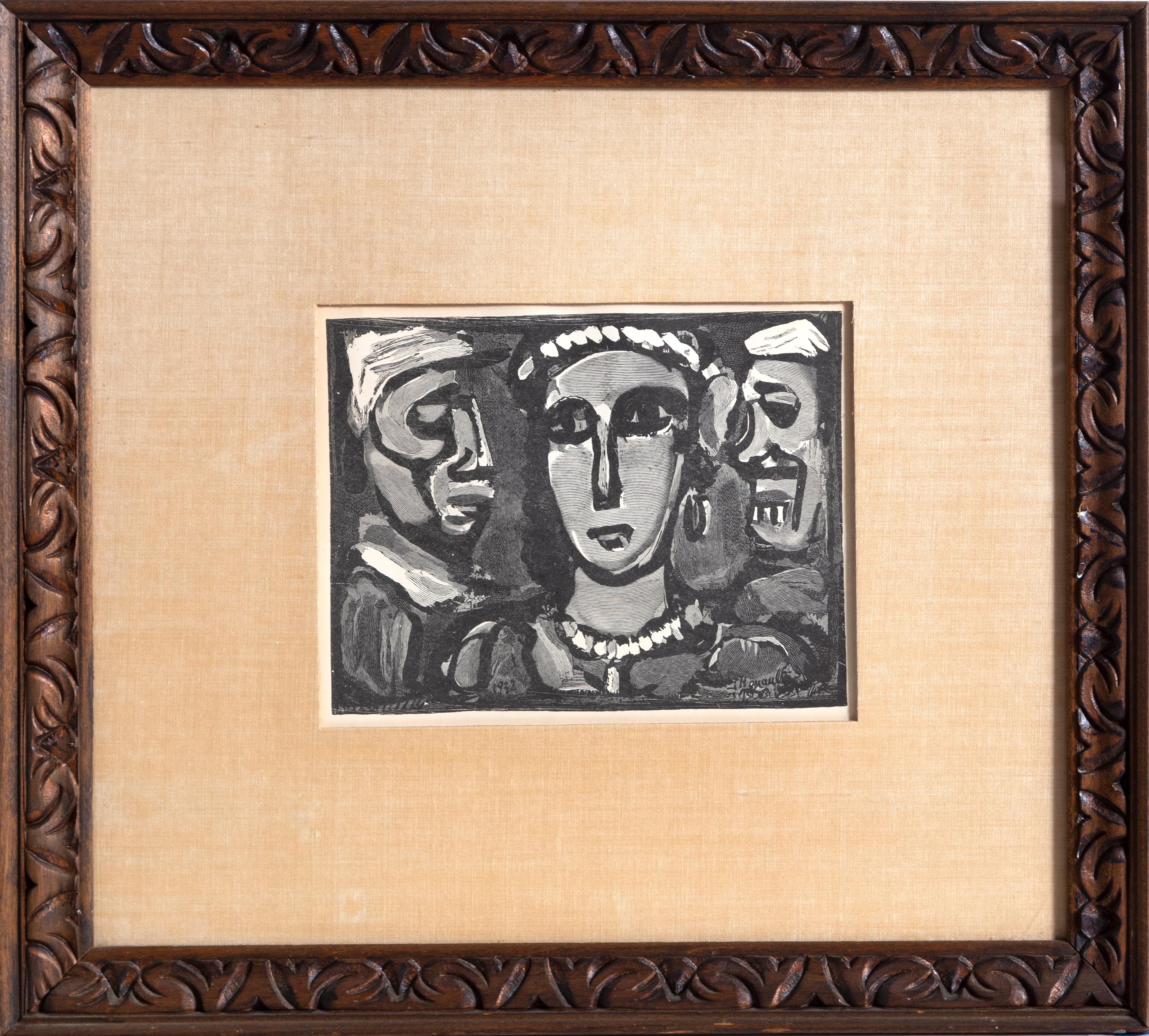 Les Visages
Georges Rouault (after), French (1871–1958)
Date: 1968
Lithograph, restrike by the Collectors Guild
Size: 6 x 7.75 in. (15.24 x 19.69 cm)
Frame Size: 15.5 x 17.25 inches
