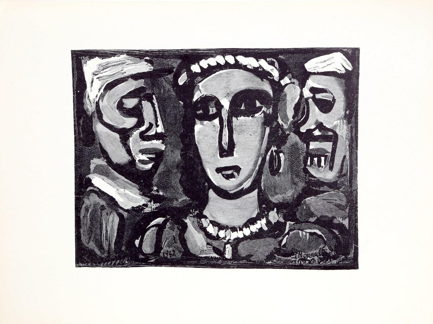 Les Visages
Georges Rouault (d'après), Français (1871-1958)
Date d'origine : 1932
Lithographie, signée dans la plaque
Taille de l'image : 6 x 8 pouces
Taille : 9 x 12 in. (22.86 x 30.48 cm)