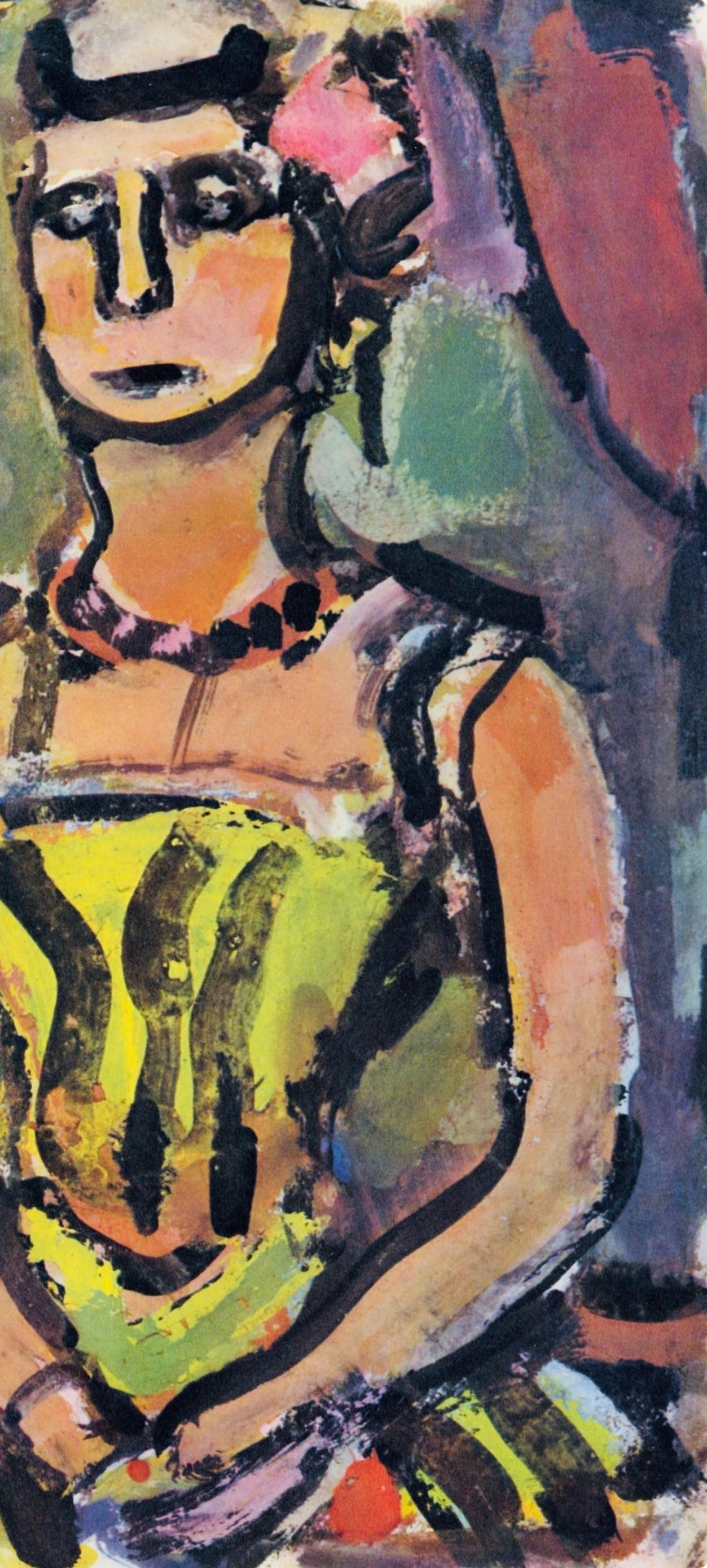Madame Yxe, Divertissement, Éditions de la Revue Verve - Marron Figurative Print par Georges Rouault