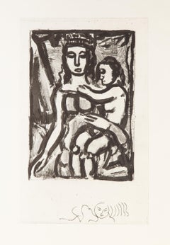 Georges Rouault - Mother and Child, Art Nouveau Etching by Georges Rouault Mother and Child, Art Nouveau Etching by Georges Rouault