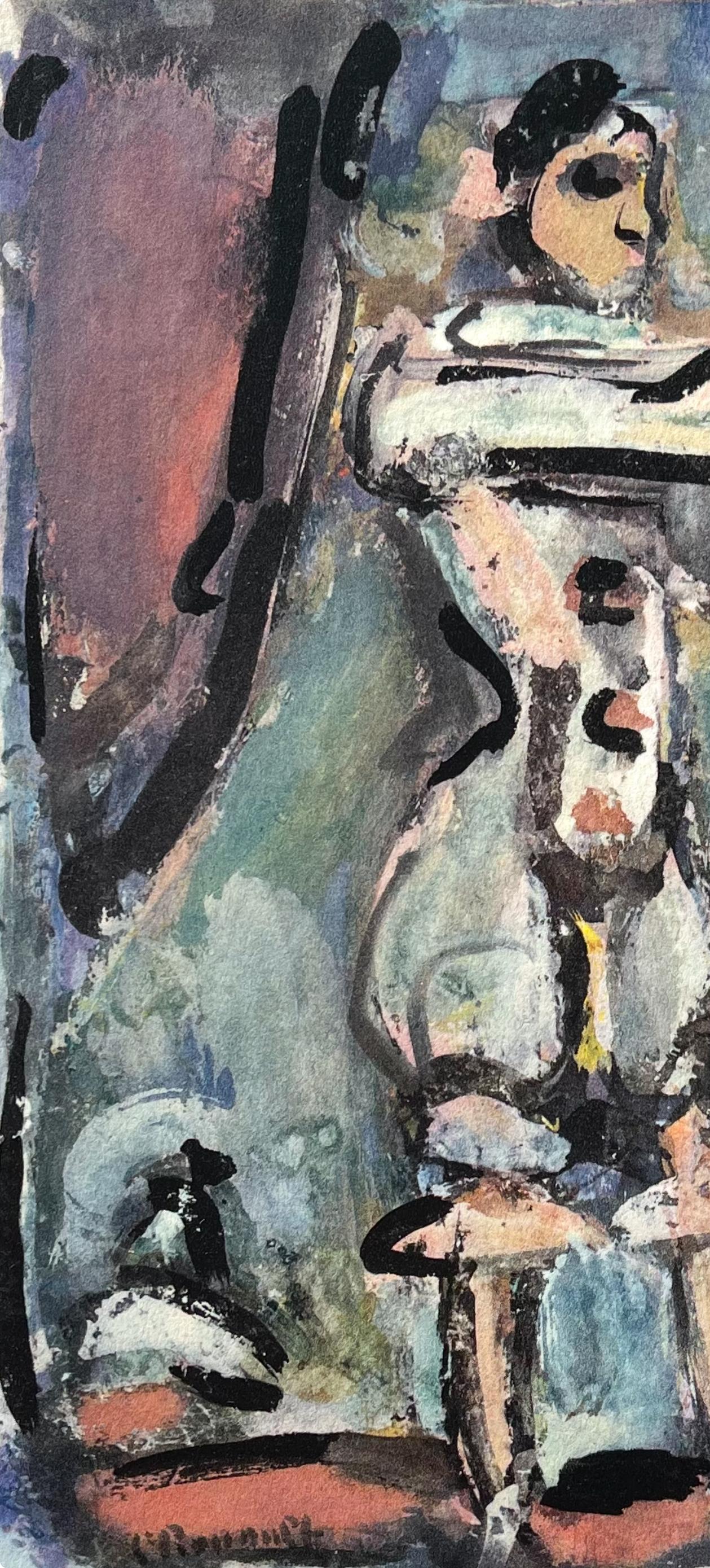 (tariff free*) Pierrot blanc, Divertissement, Éditions de la Revue Verve - Gray Landscape Print by Georges Rouault