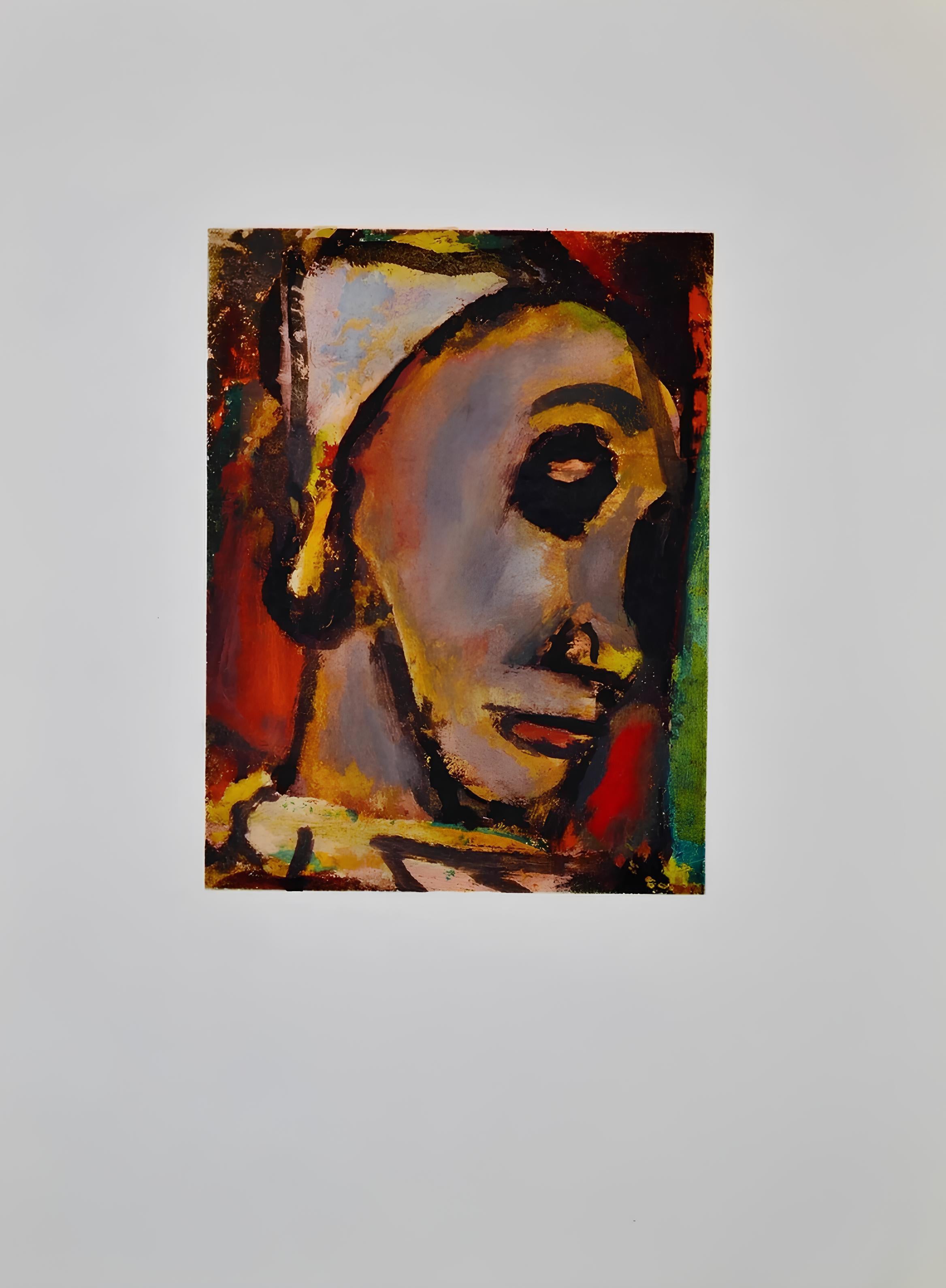 Rouault, Composition, Visages (après) - Marron Figurative Print par Georges Rouault
