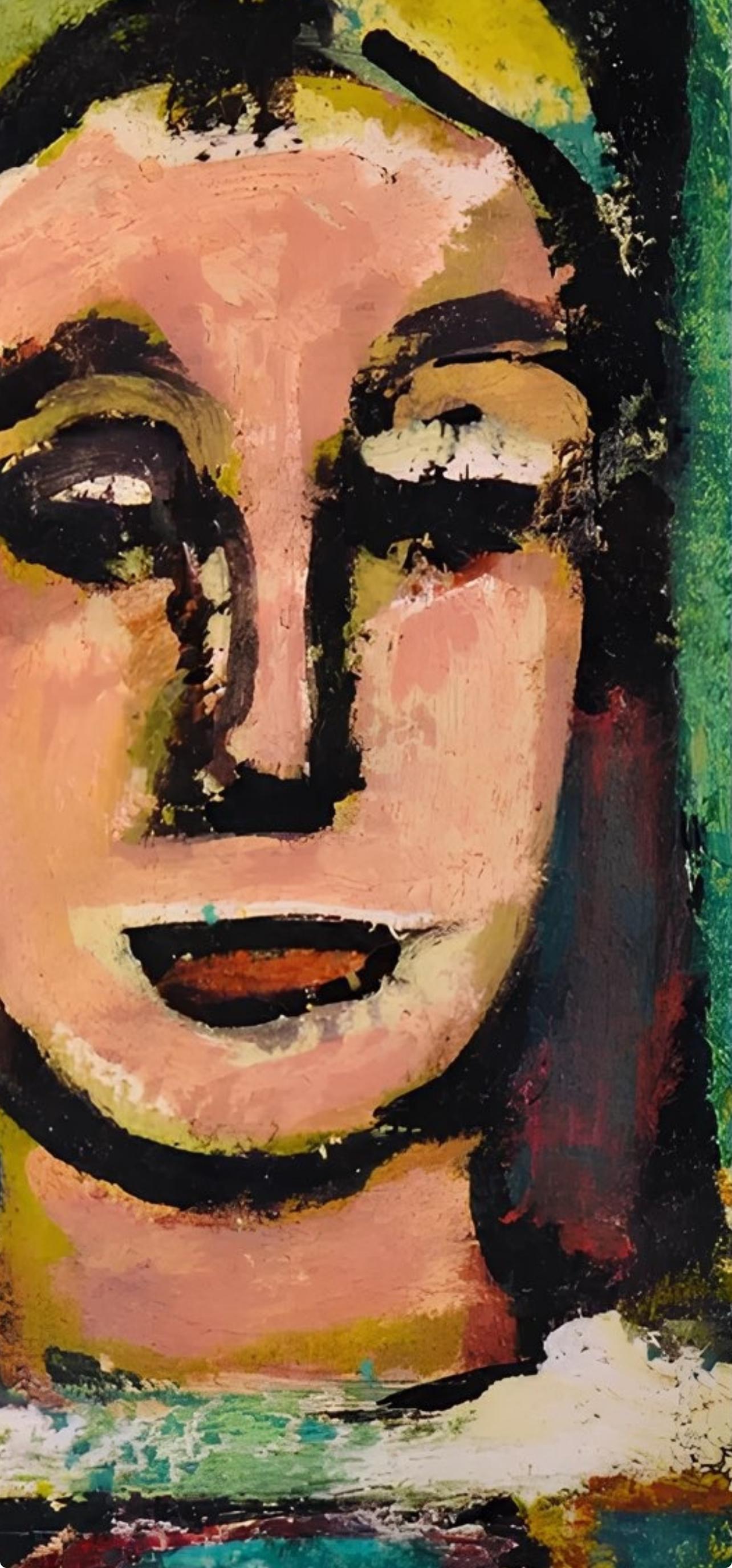 Rouault, Composition, Visages (après) - Noir Landscape Print par Georges Rouault