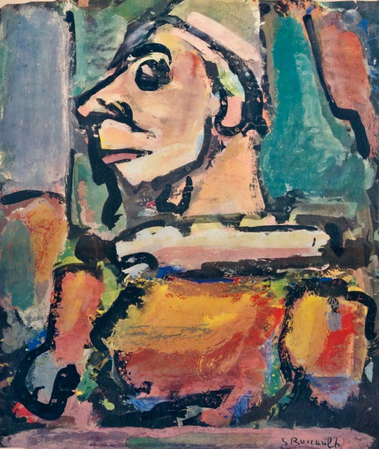 Georges Rouault Figurative Print - Rouault, Portrait, Divertissement (after)