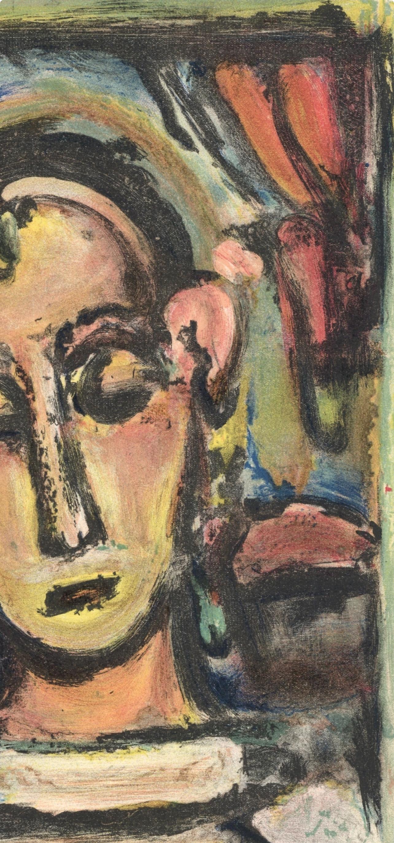Tête de Jeune Fille, Verve: Revue Artistique et Littéraire - Brown Figurative Print by Georges Rouault