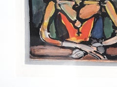 "Vielle Courtisane", Art Nouveau Portrait Color Aquatint by Georges Rouault