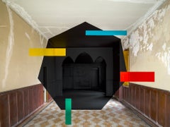 Noir, bleu, rouge, jaune, architecture et  installation , peinture
