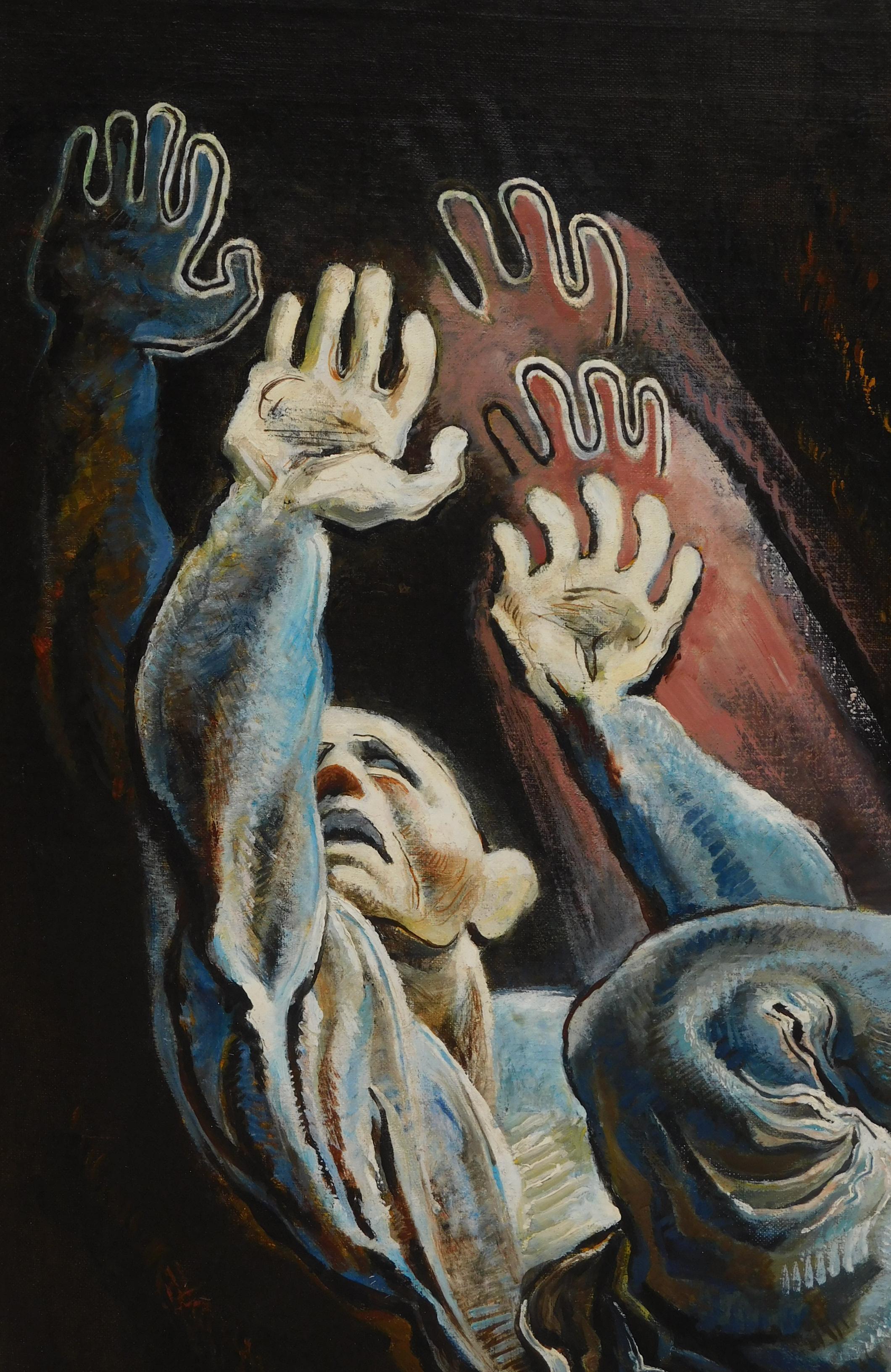 Georges Schreiber Circus Scene Painting with Trapeze Artist, 1948, 