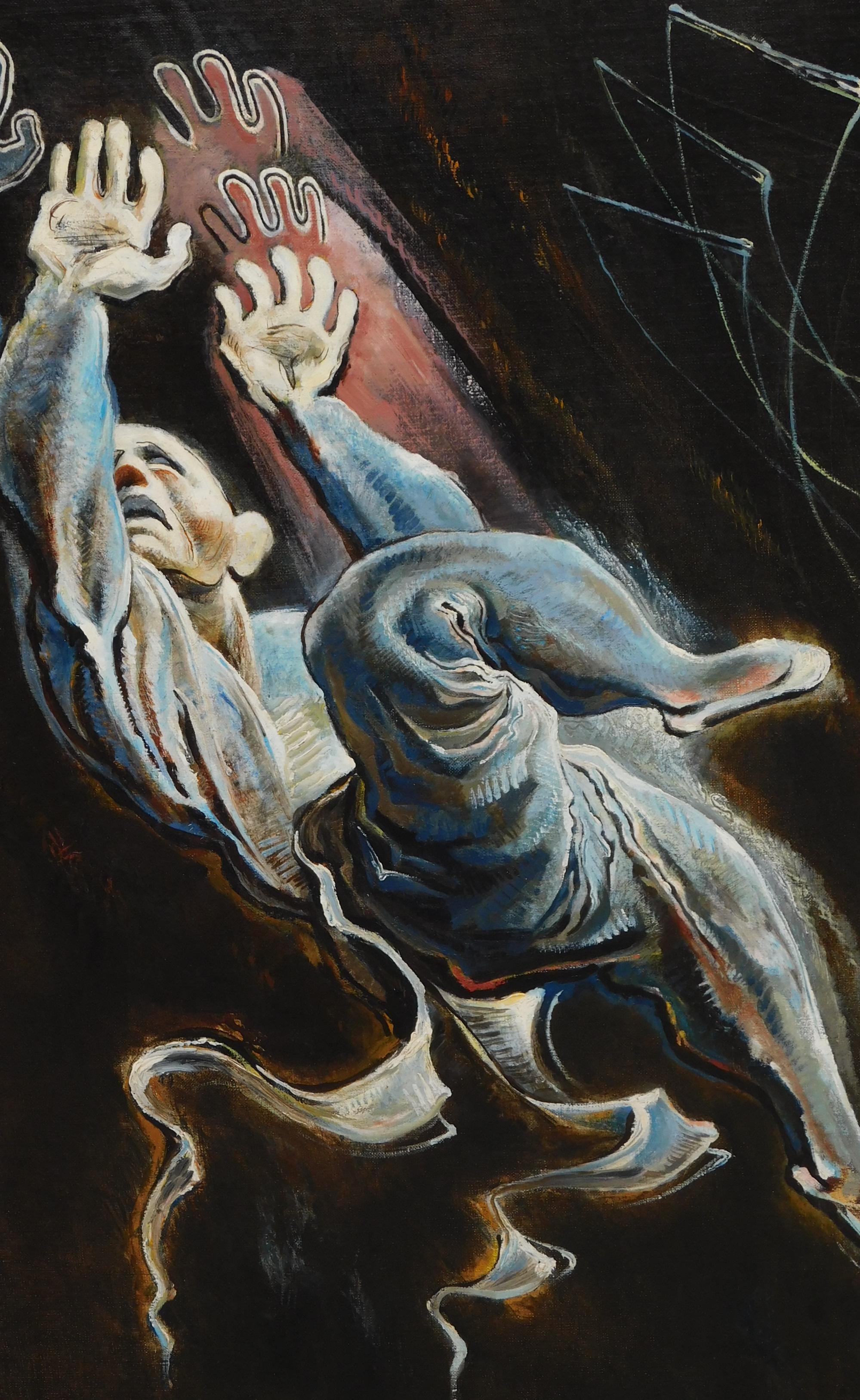 Georges Schreiber Circus Scene Painting with Trapeze Artist, 1948, 