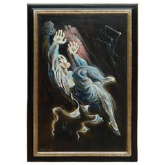Georges Schreiber Peinture d'une scène de cirque avec un trapéziste, 1948, "Mid Air 2"