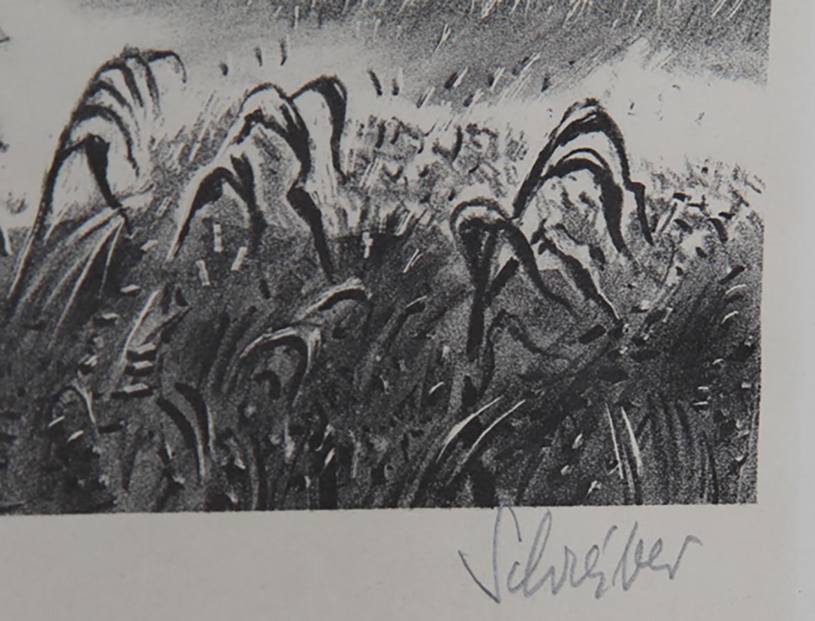 Tornare a casa, litografia moderna in bianco e nero di Georges Schreiber in vendita 1