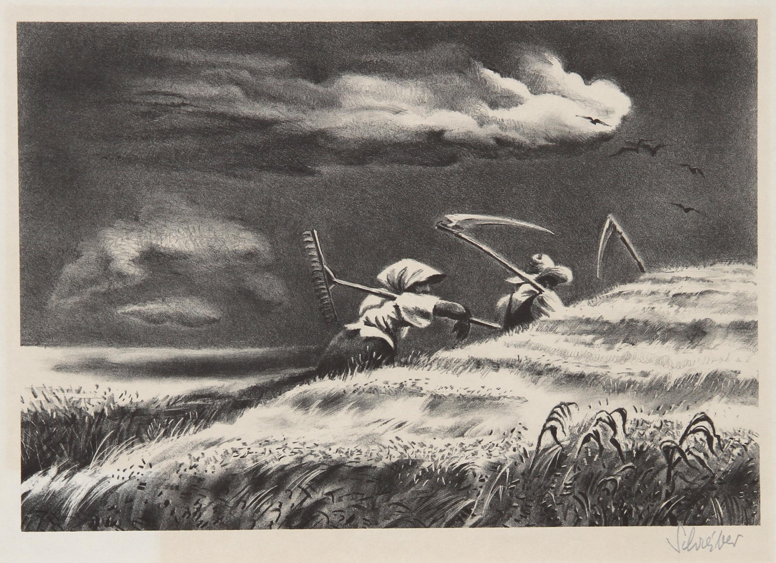 Going Home, Lithograph by Georges Schreiber
