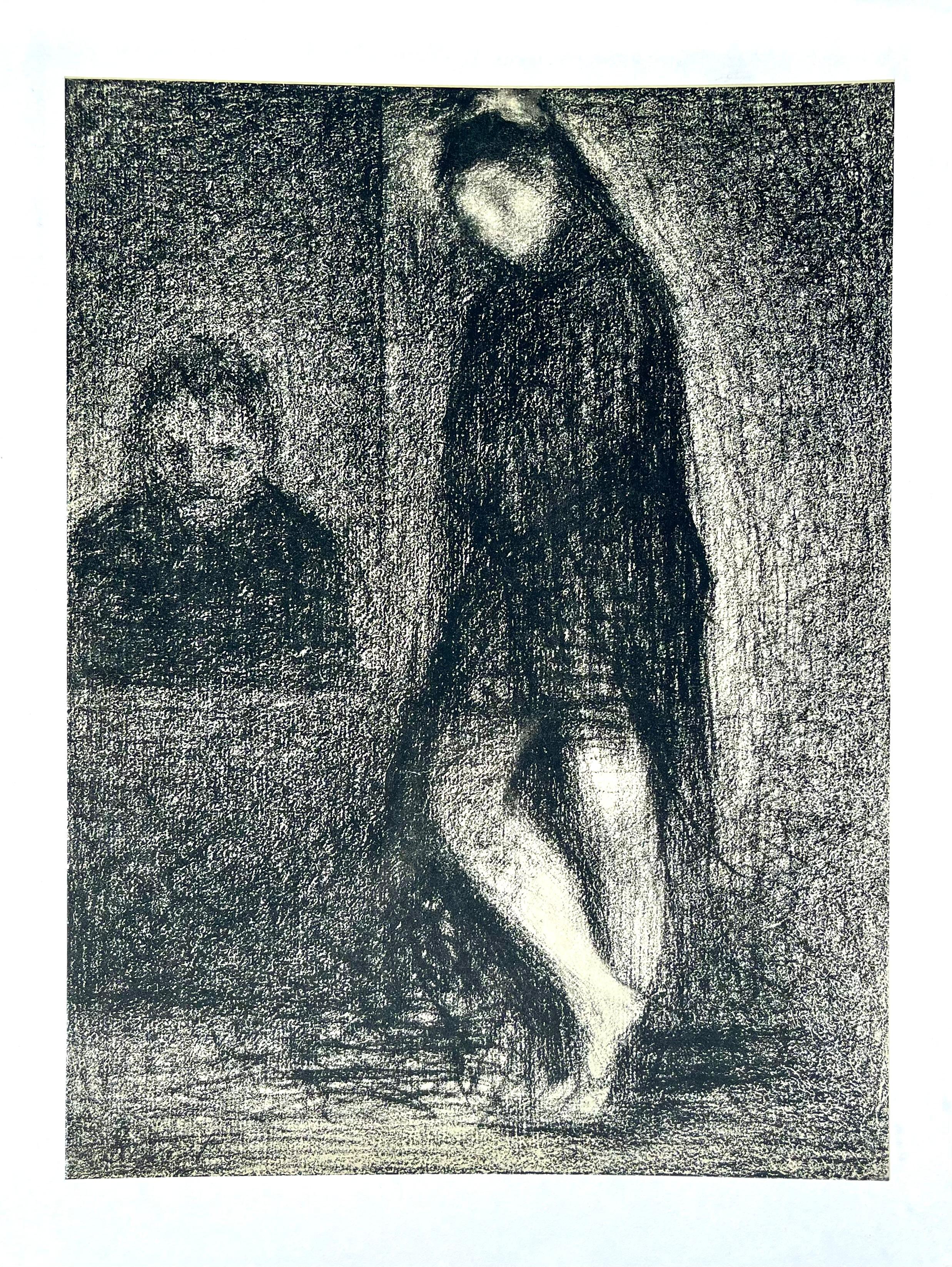 Seurat, Composition, Derrière le miroir (d'après) - Noir Figurative Print par Georges Seurat