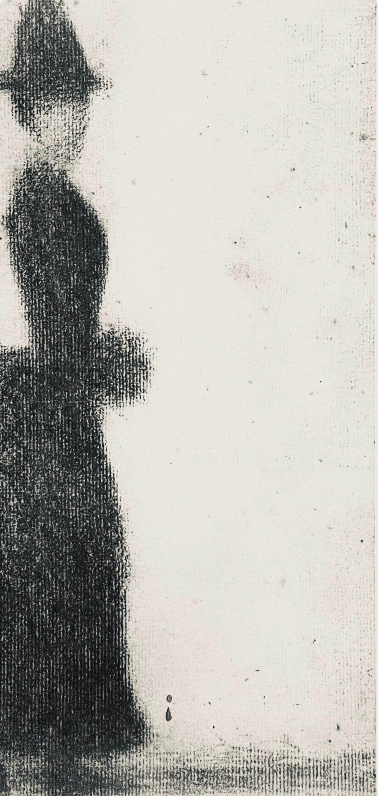 Seurat, Femme au manchon, Seurat (después) - Figurative Print Beige de Georges Seurat