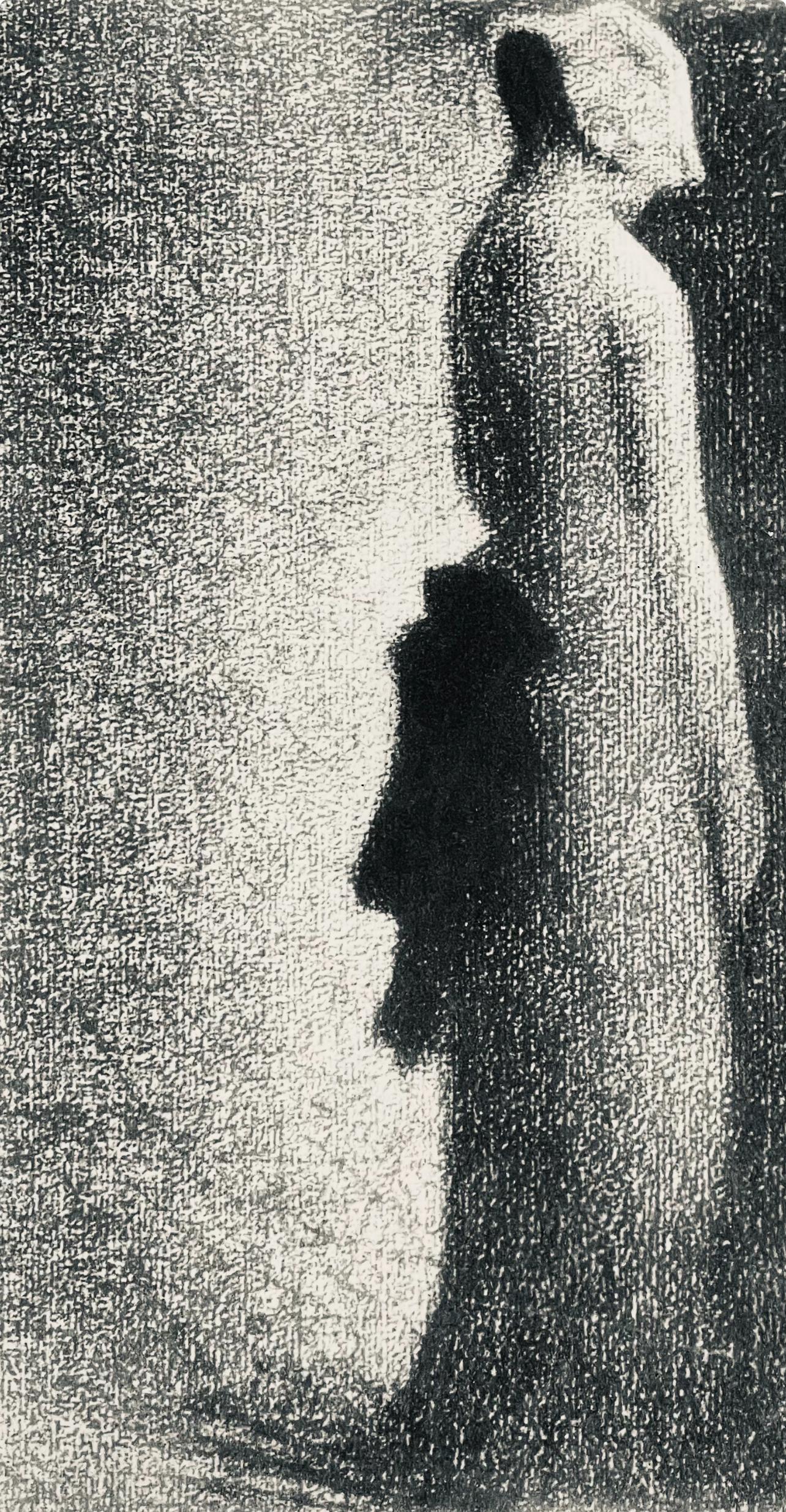 Noir, Le nœud noir, Seurat (d'après) - Post-impressionnisme Print par Georges Seurat
