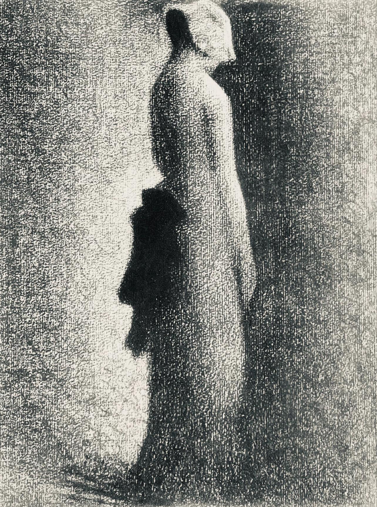 Figurative Print Georges Seurat - Noir, Le nœud noir, Seurat (d'après)
