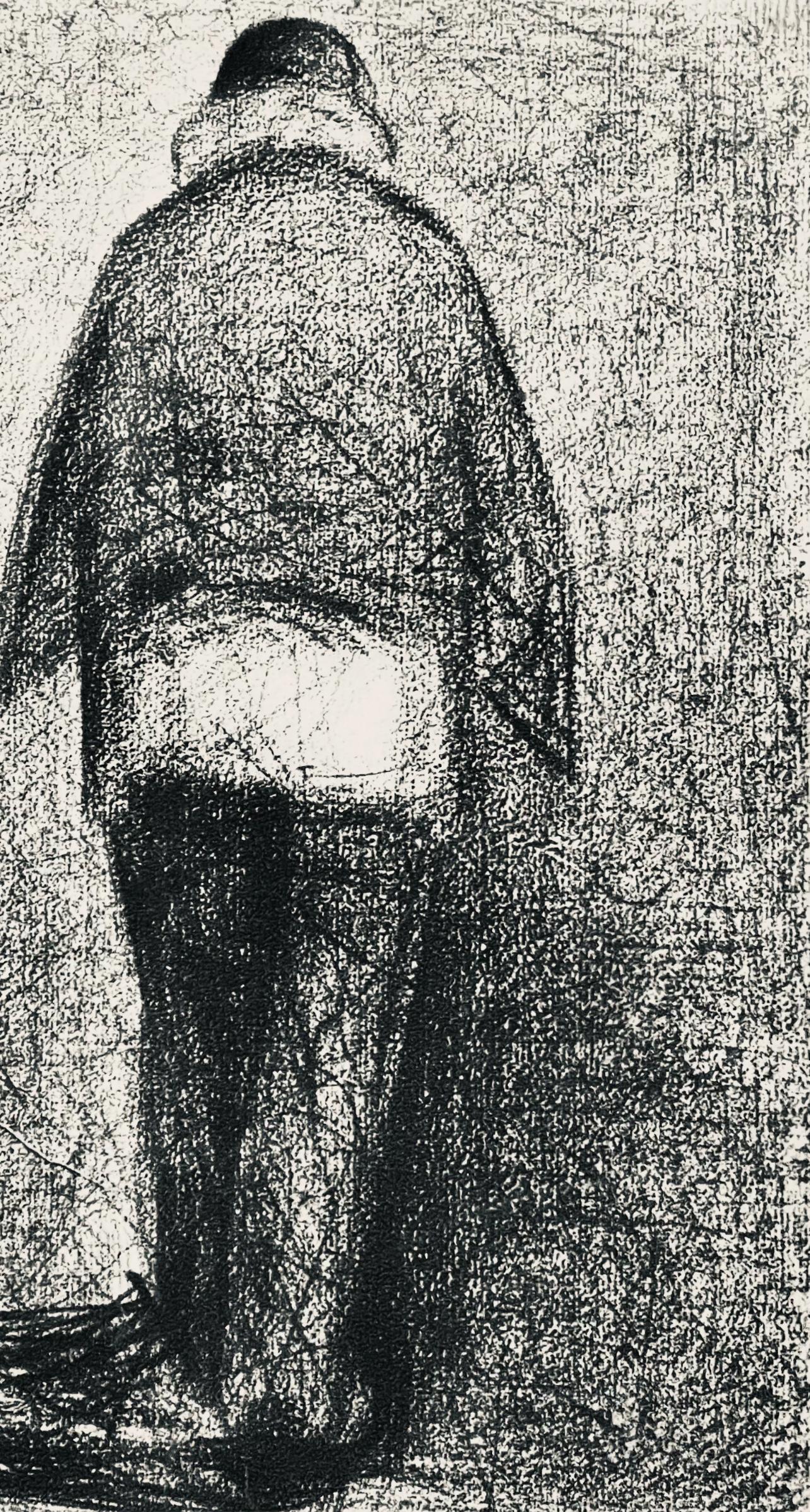 Seurat, El hombre a cuadros, Seurat (después) - Figurative Print Negro de Georges Seurat