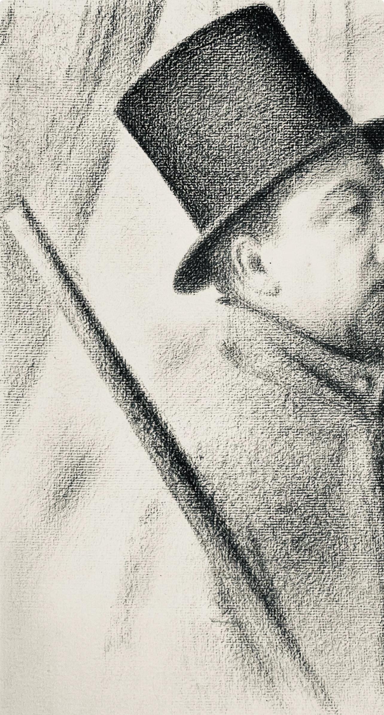Seurat, Retrato de Paul Signac, Seurat (después de) - Figurative Print Gris de Georges Seurat