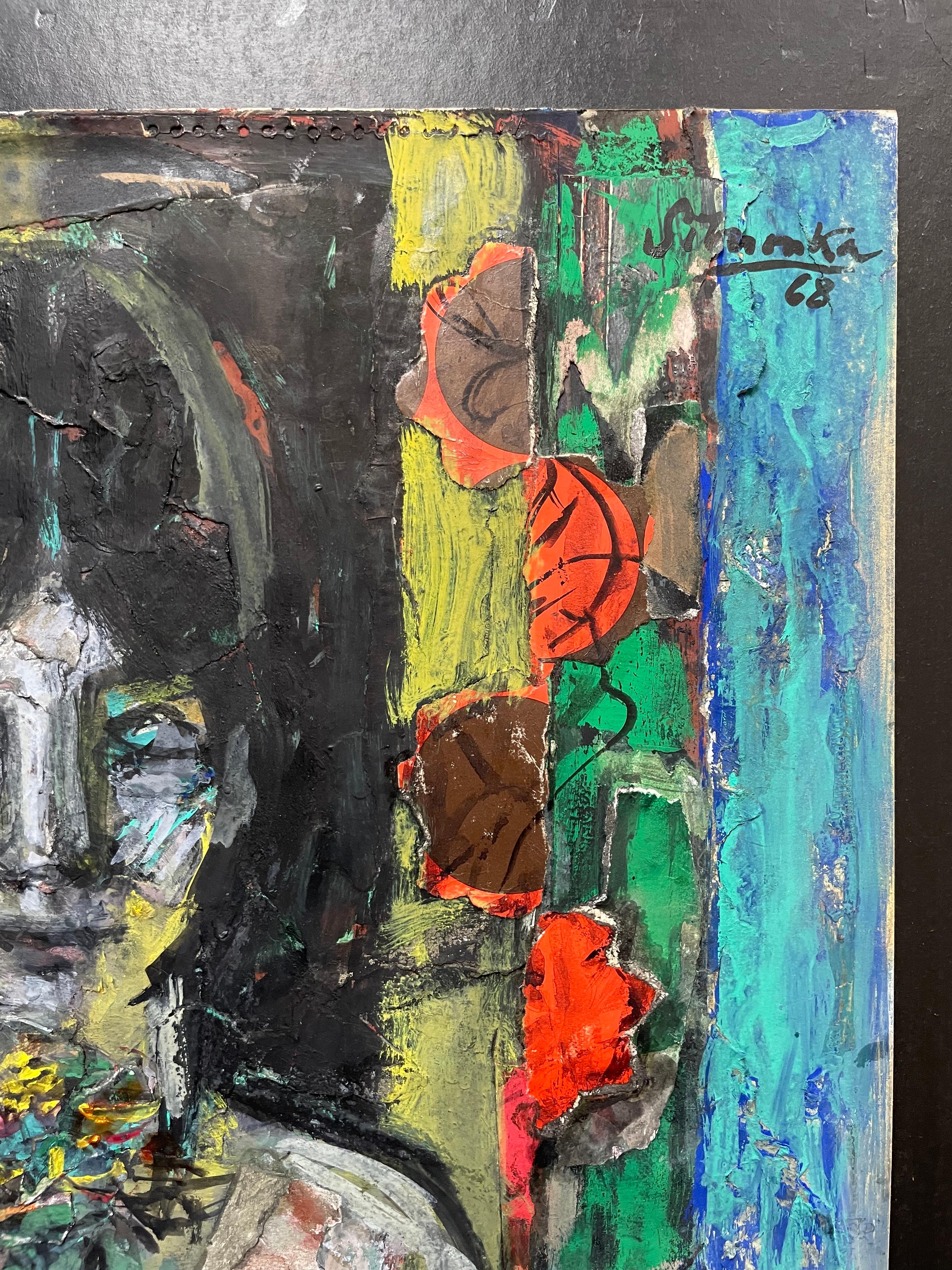 Georges Simonka, Portrait Of A Woman, Mixed Media For Sale 1