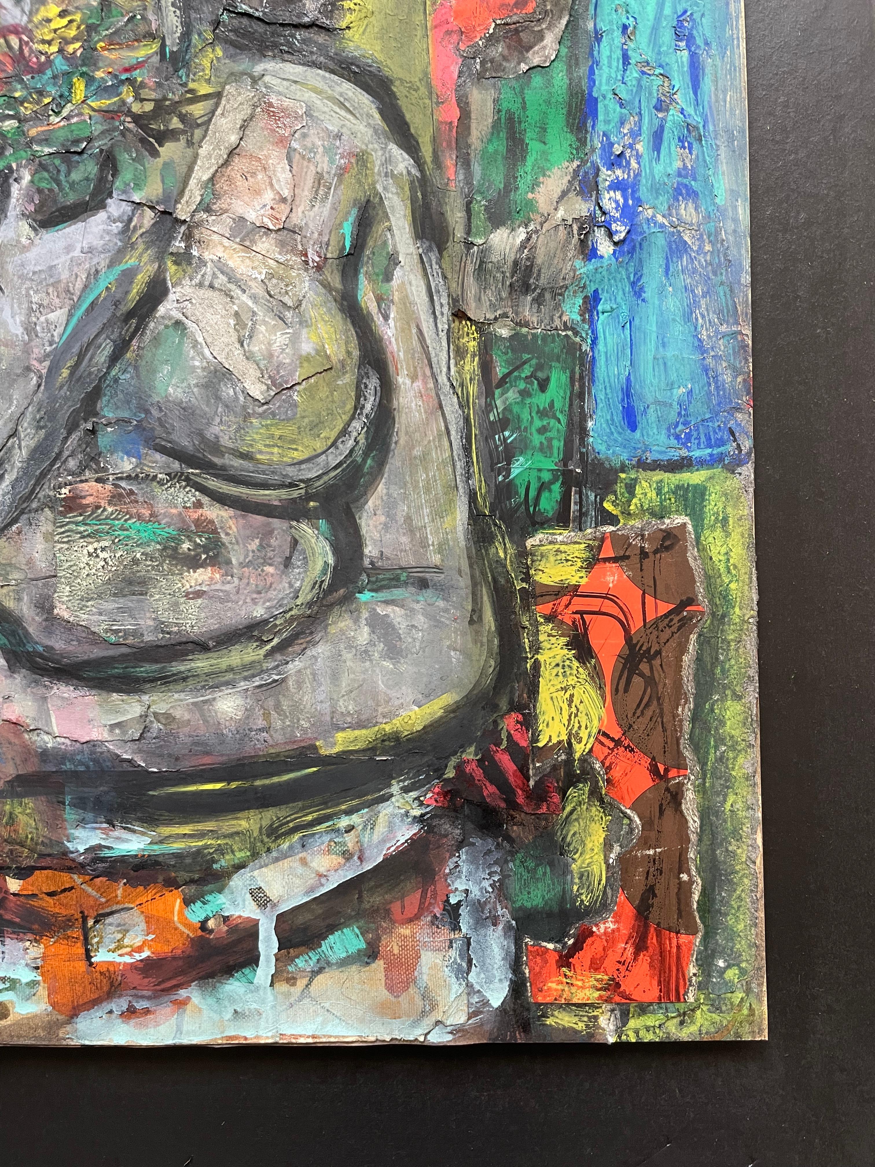 Georges Simonka, Portrait Of A Woman, Mixed Media For Sale 2