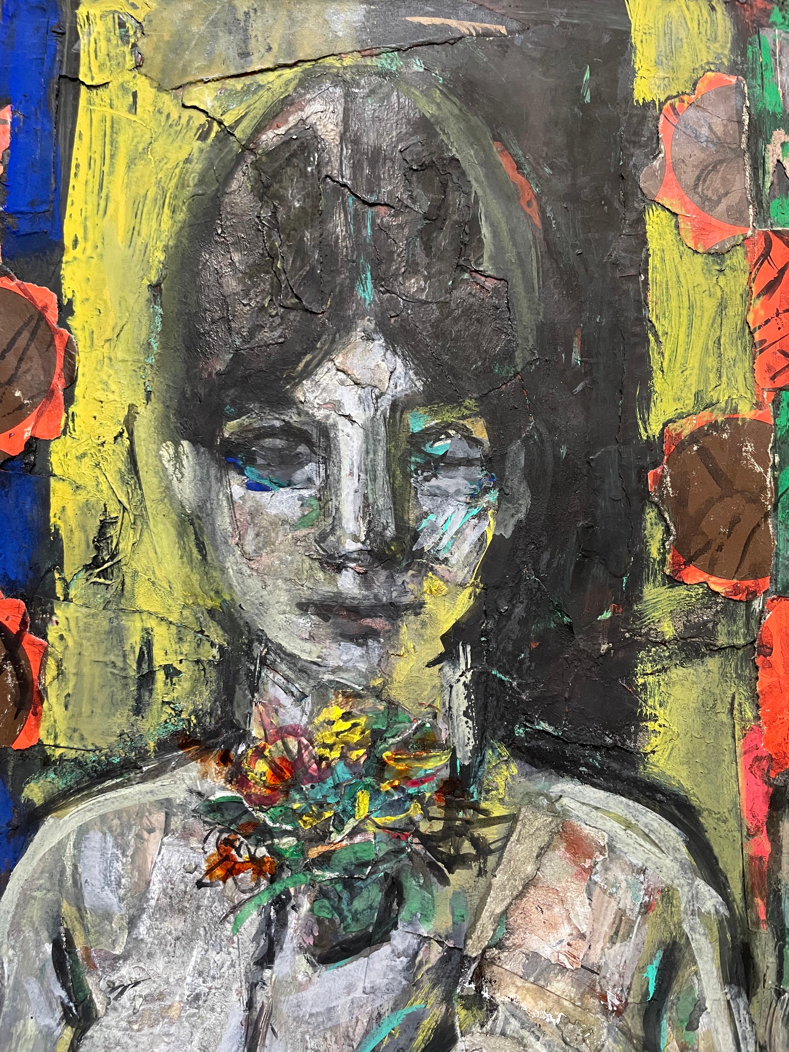 Georges Simonka, Portrait Of A Woman, Mixed Media For Sale 4