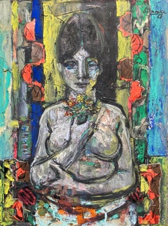 Georges Simonka, Portrait Of A Woman, Mixed Media