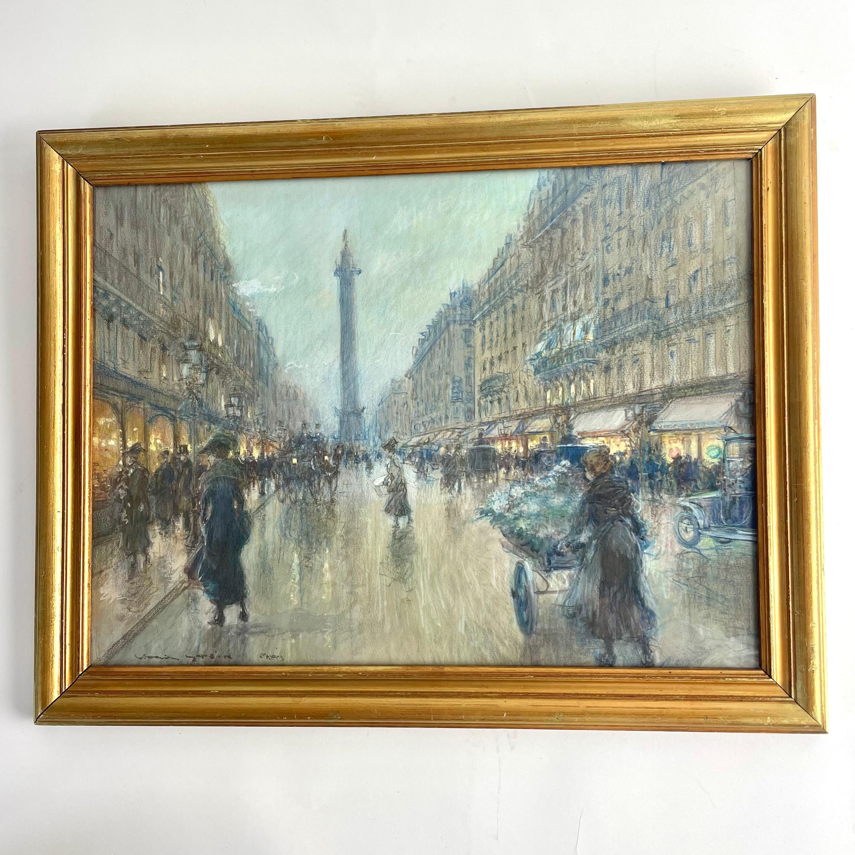 Français Georges Stein (1864-1917) - Scène de rue, rue de la Paix avec la Colonne Vendome en vente