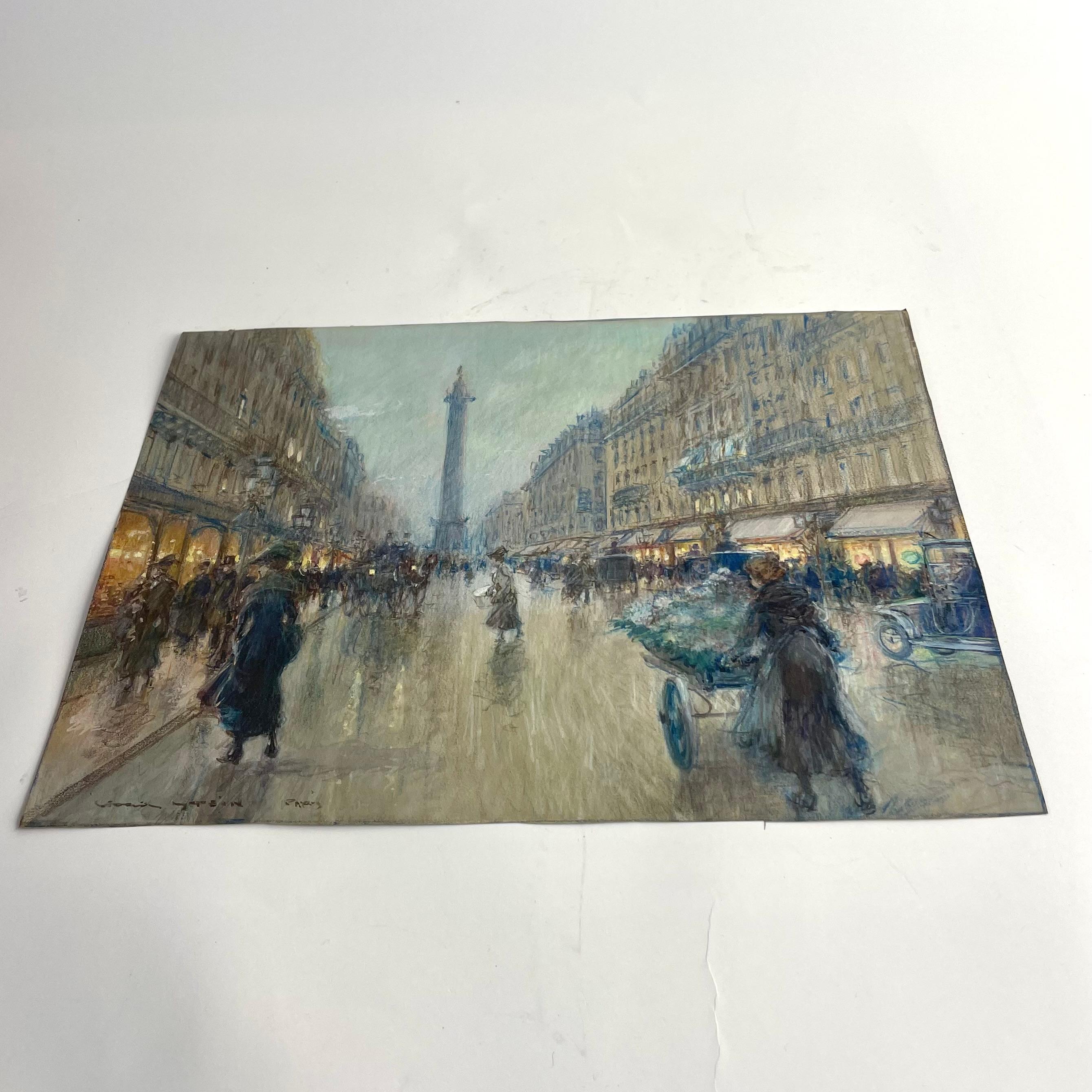 Georges Stein (1864-1917) - Scène de rue, rue de la Paix avec la Colonne Vendome Bon état - En vente à Knivsta, SE