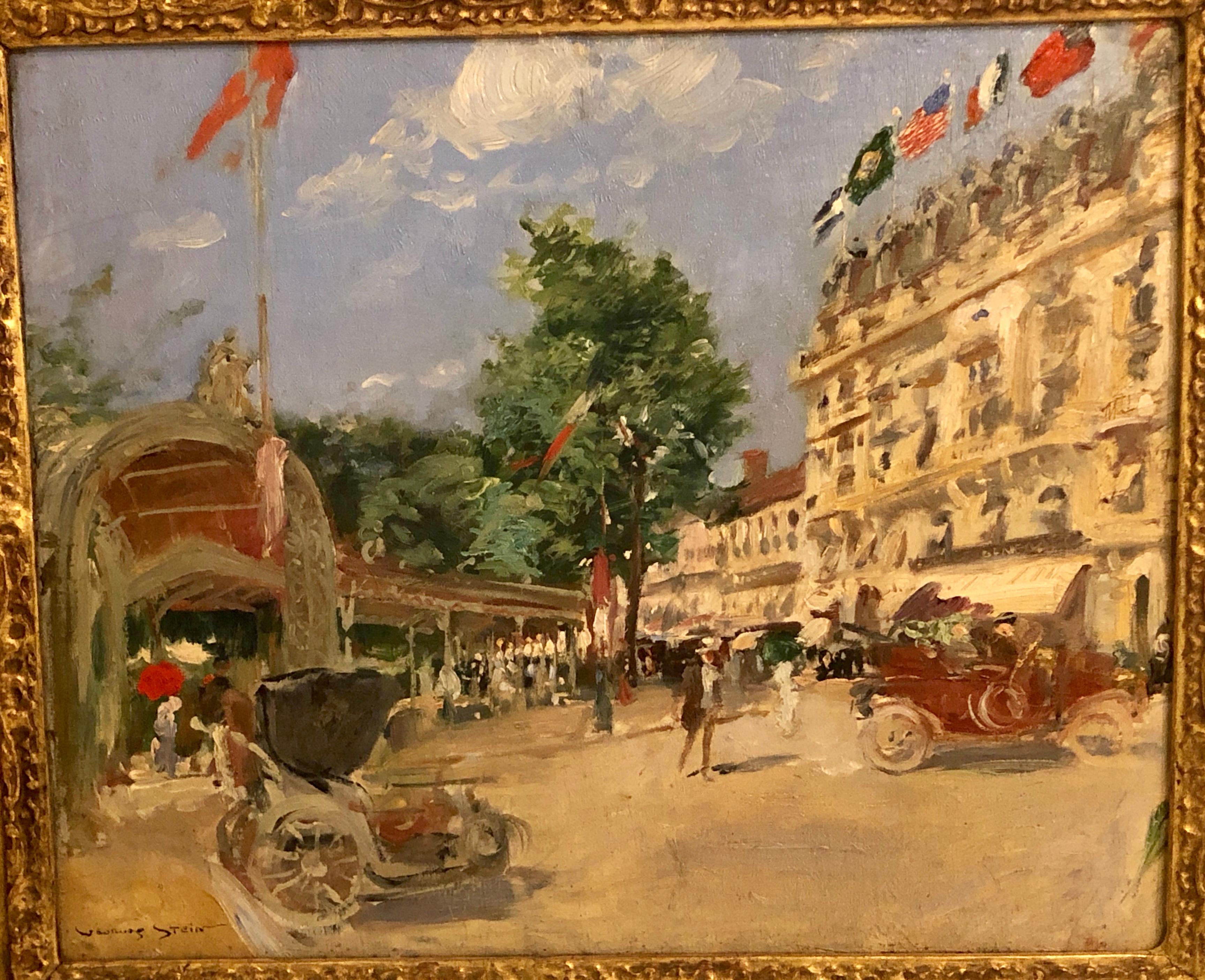 Georges Stein ‘French 1870-1955’ Signed Street Scene in Gilt Frame Oil on Board 5