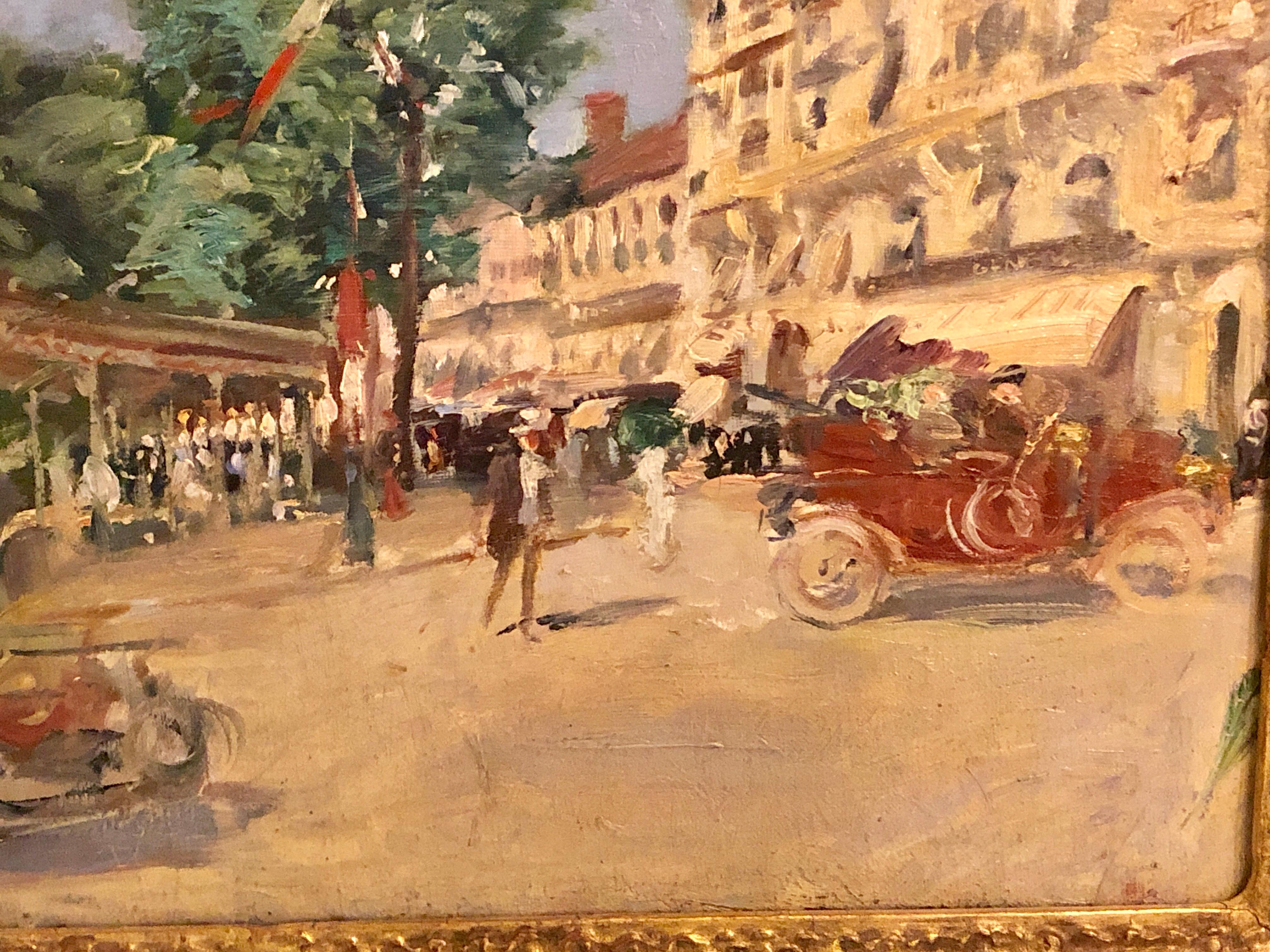 Georges Stein ‘French 1870-1955’ Signed Street Scene in Gilt Frame Oil on Board 1