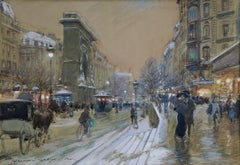 Evening-Porte Saint Denis, Paris - Impressionist Figures in Cityscape by G Stein