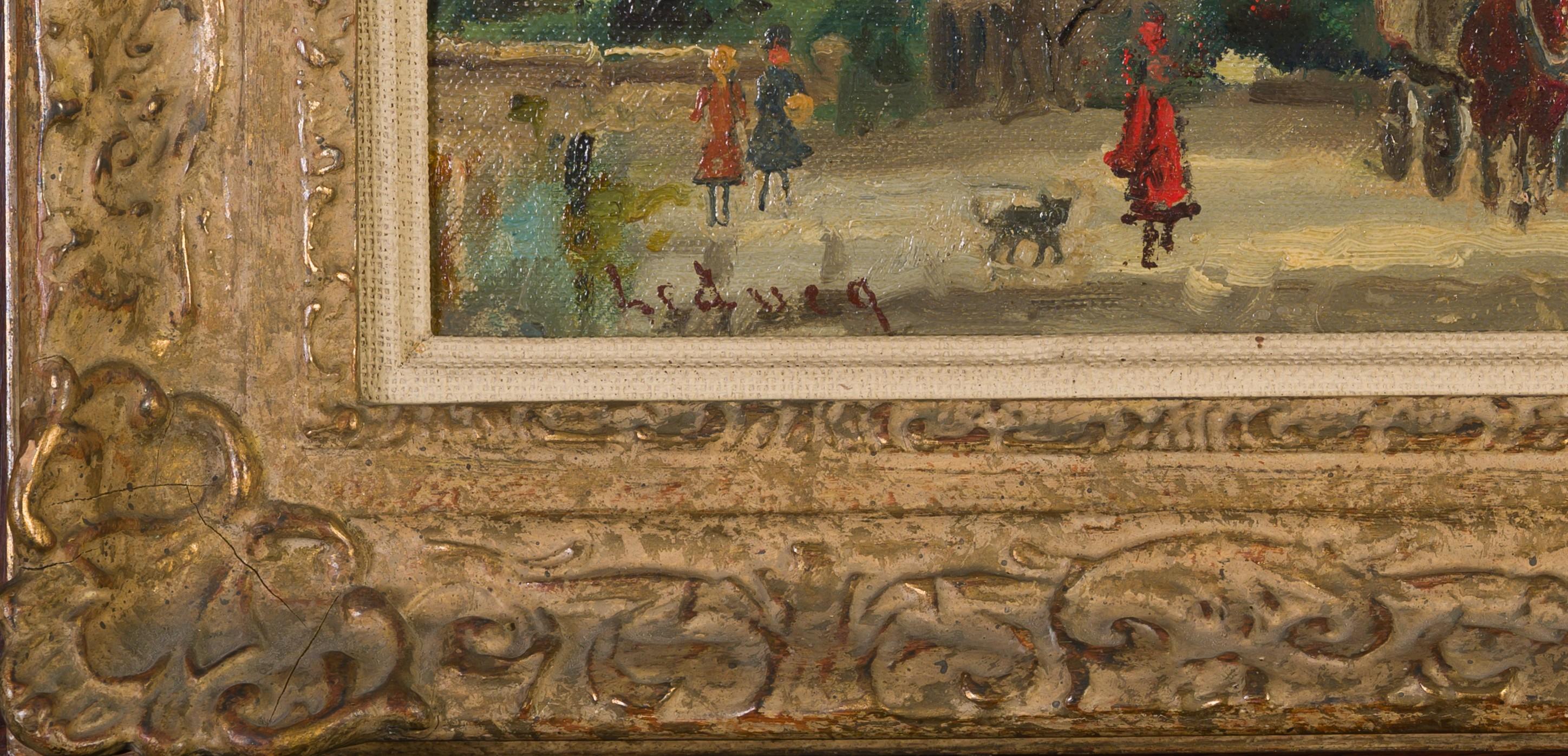 Georges Stein 1864 -1917, fue un pintor y dibujante francés.  Stein es muy conocido por sus escenas del Boulevard Parisienne, ésta es una escena típica,  que era el tema más popular de sus obras. Existe cierta ambigüedad sobre si Stein pudo haber