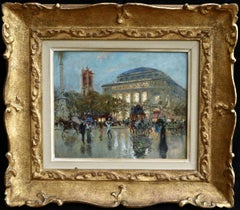 L'Opera Garnier - Parigi - Olio del XIX secolo, Figure in un paesaggio urbano - Georges Stein