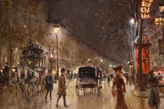 Paris-Grands Boulevards-Moonlight - 19th Century Figures in Cityscape by G Stein