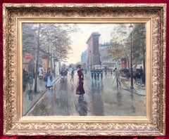 Vue de Paris avec des personnages vers 1900
