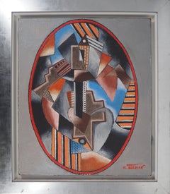 House on the Hill (Cubist Composition) – Originales Ölgemälde auf Leinwand, handsigniert