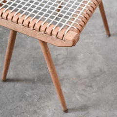 Georges Tigien — Beech & “Fil Prénas” Cord Stool, Pradera, France, circa 1960