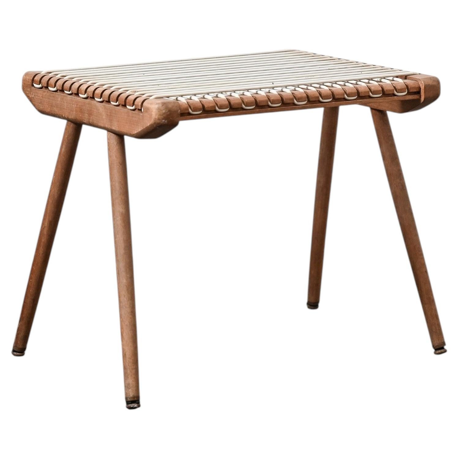 Georges Tigien — Beech & “Fil Prénas” Cord Stool, Pradera, France, circa 1960
