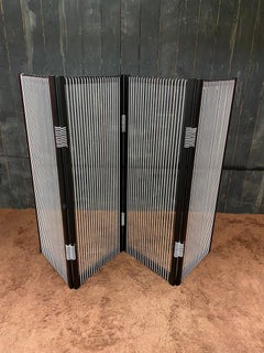 Georges TIGIEN 3 Screens in Lacquered Wood and Plastic "Scoubidou" circa 1970