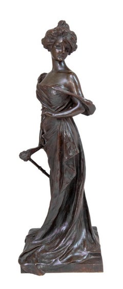 Georges Van der Straeten "The Harpist" Bronze