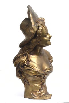 Georges Van der Straeten « Buste de jeune femme au chapeau »
