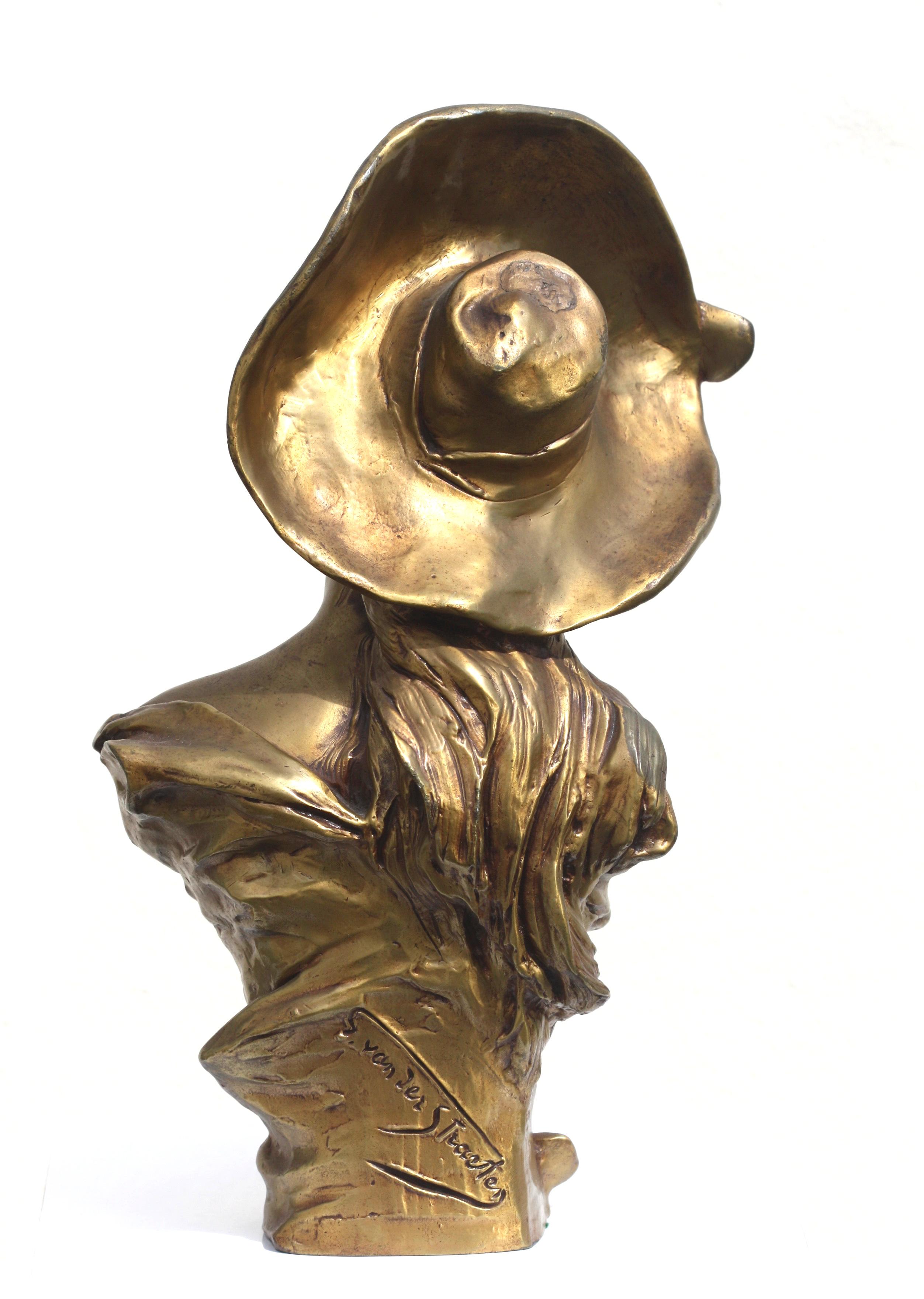 Georges Van der Straeten « Buste de jeune femme au chapeau » Bon état - En vente à West Palm Beach, FL