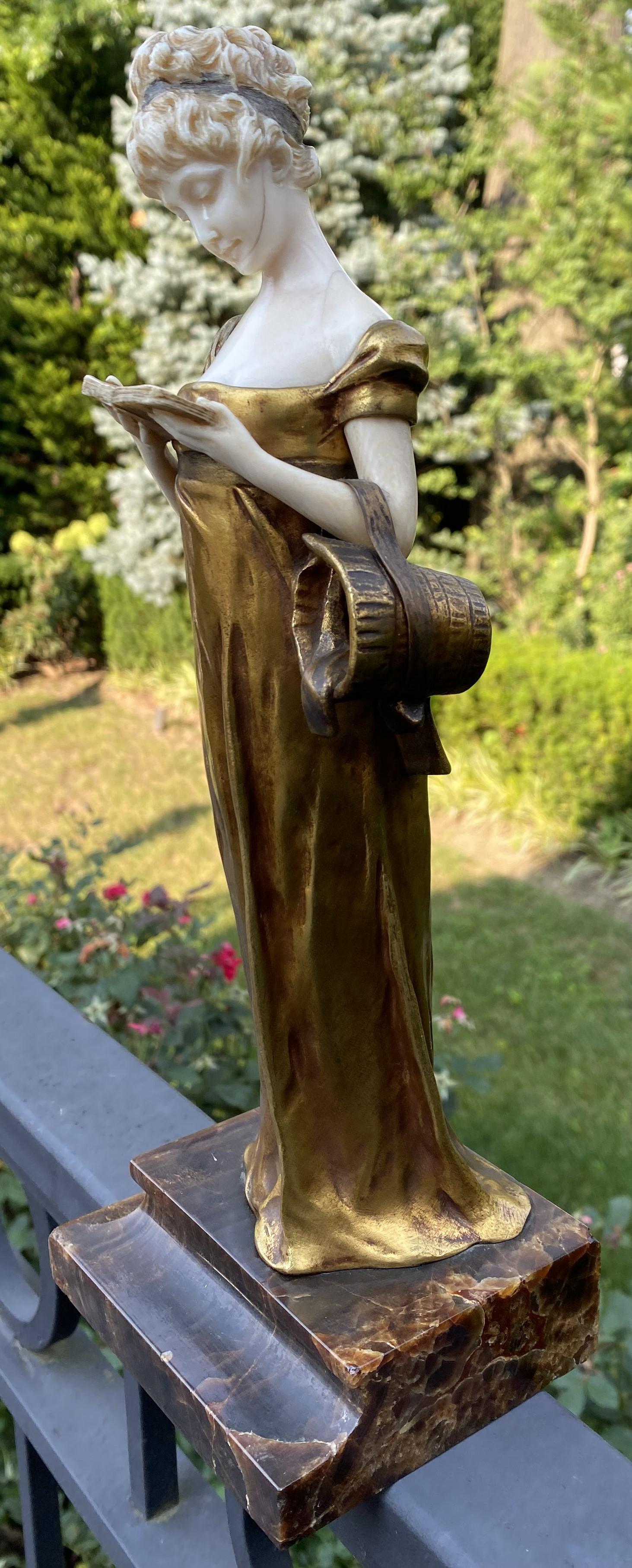 Lectrice, sculpture française en bronze doré, Georges Van Der Straeten, 1888 en vente 4
