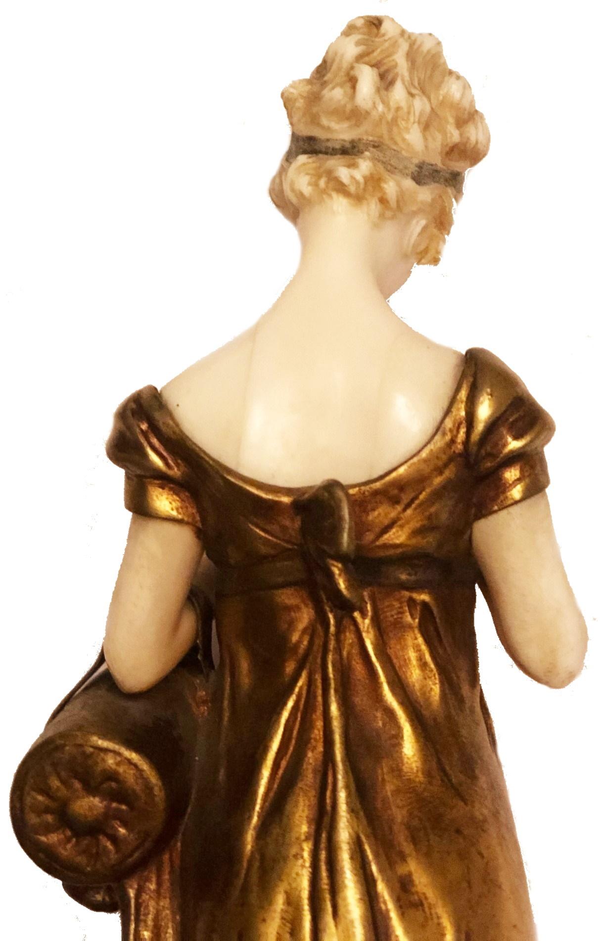 Fin du XIXe siècle Lectrice, sculpture française en bronze doré, Georges Van Der Straeten, 1888 en vente
