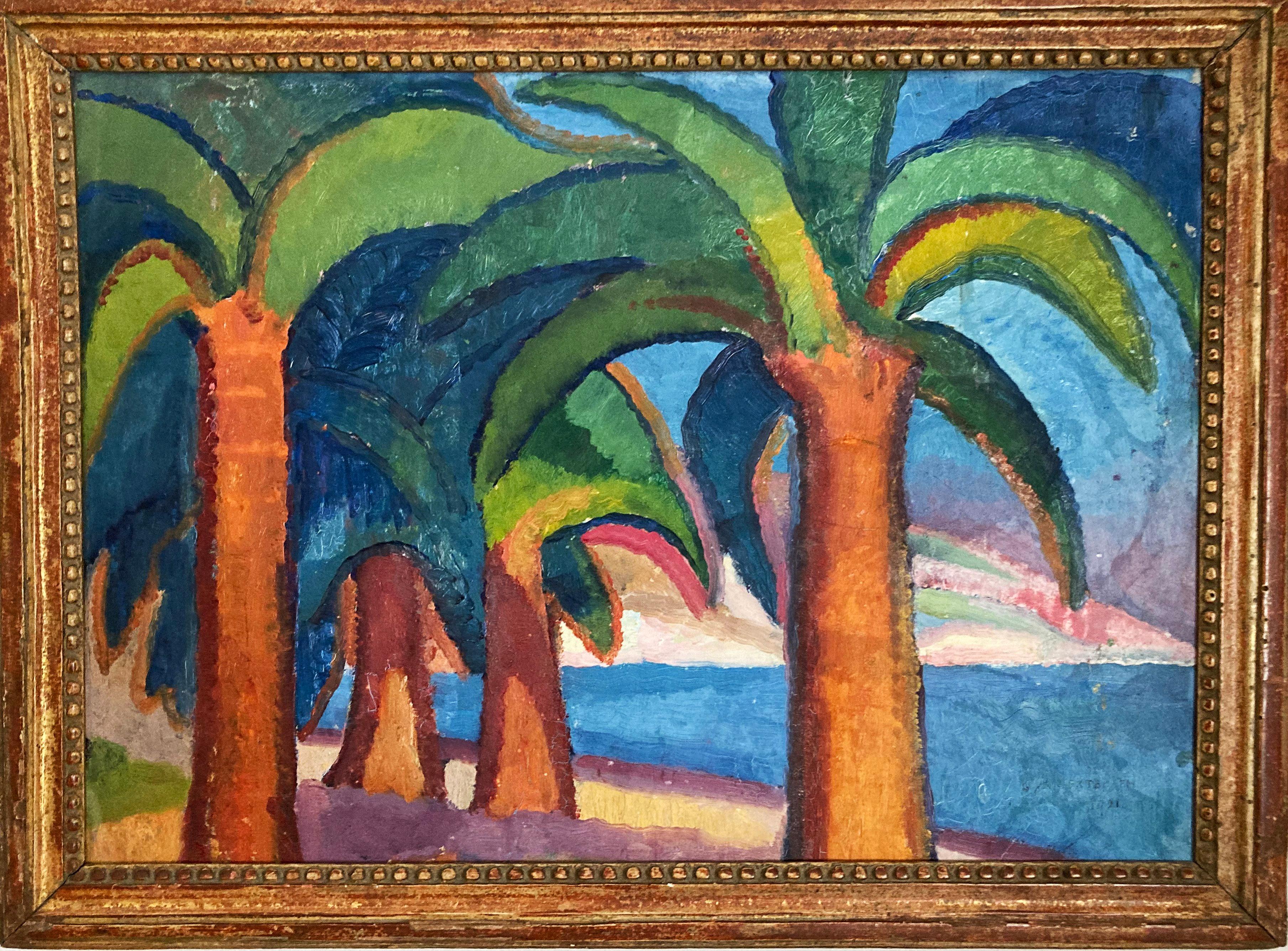 Expressionism, Extergem, Sea, Palms, Cote D'Azur, 1921, Summer Coast Scene