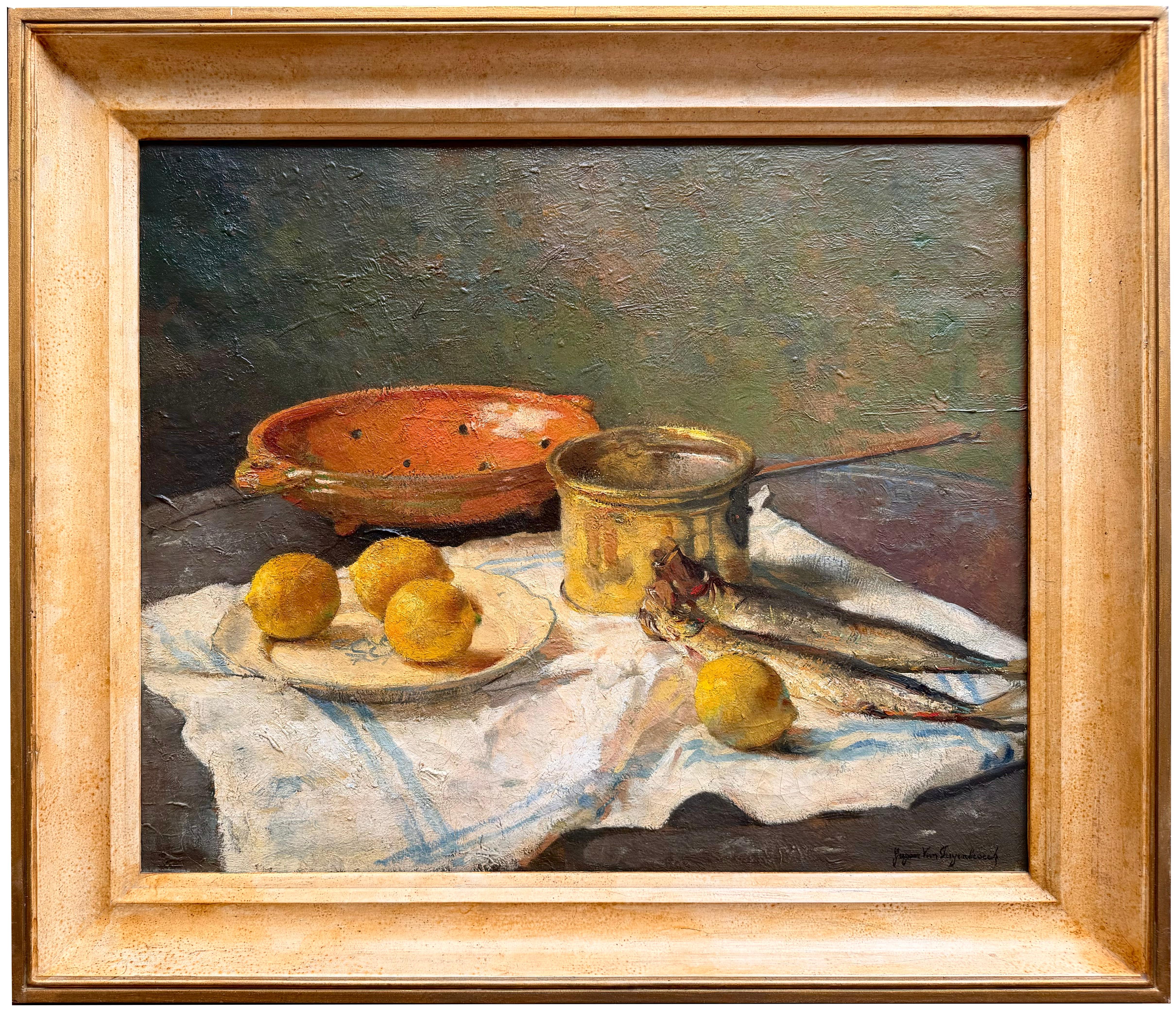 Der Tisch des Fischers, 1940" von Georges Van Puyenbroeck (1906 - Antwerpen - 1982)