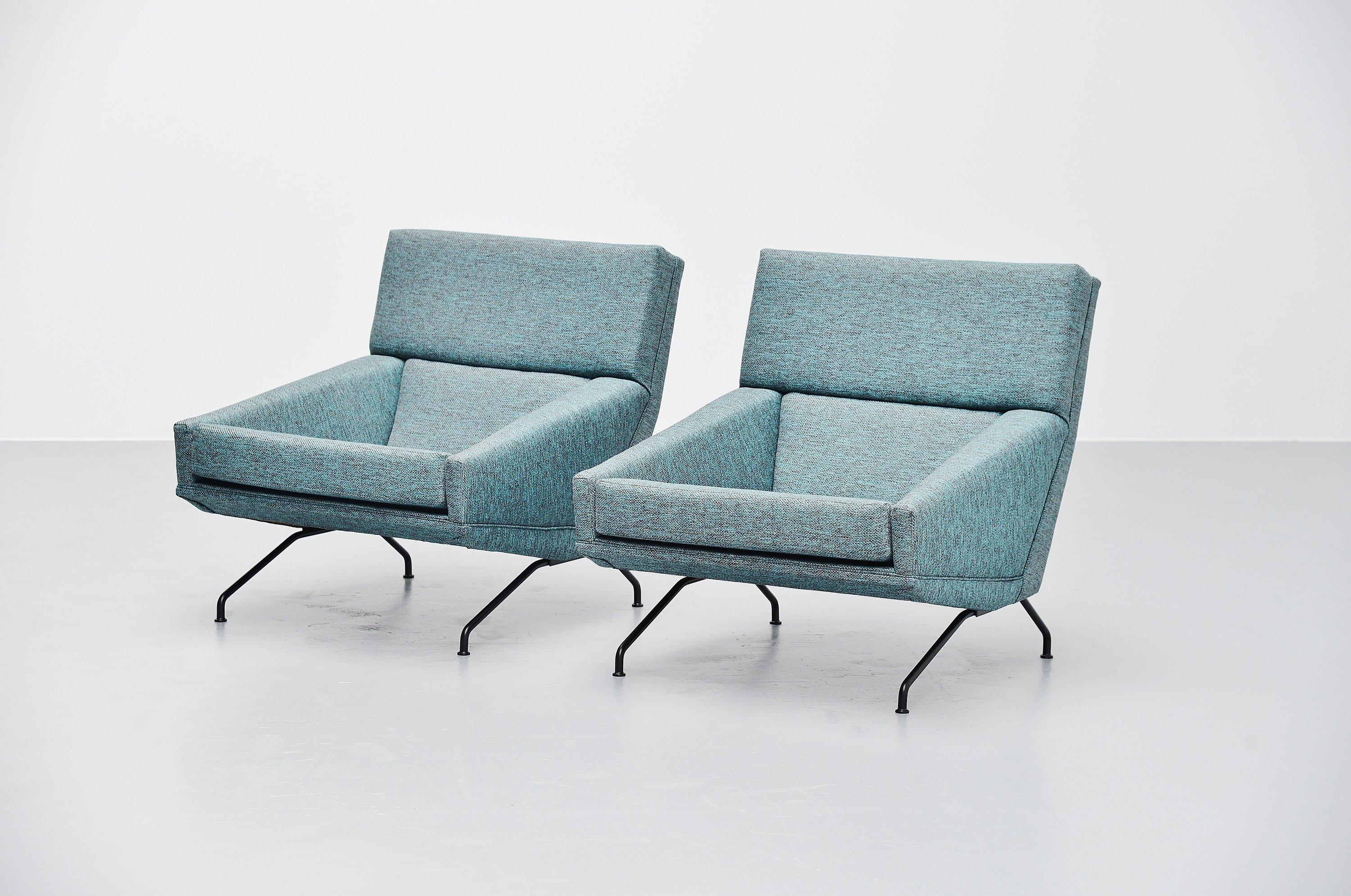 Cold-Painted Georges van Rijck Lounge Chairs Beaufort Belgium 1960