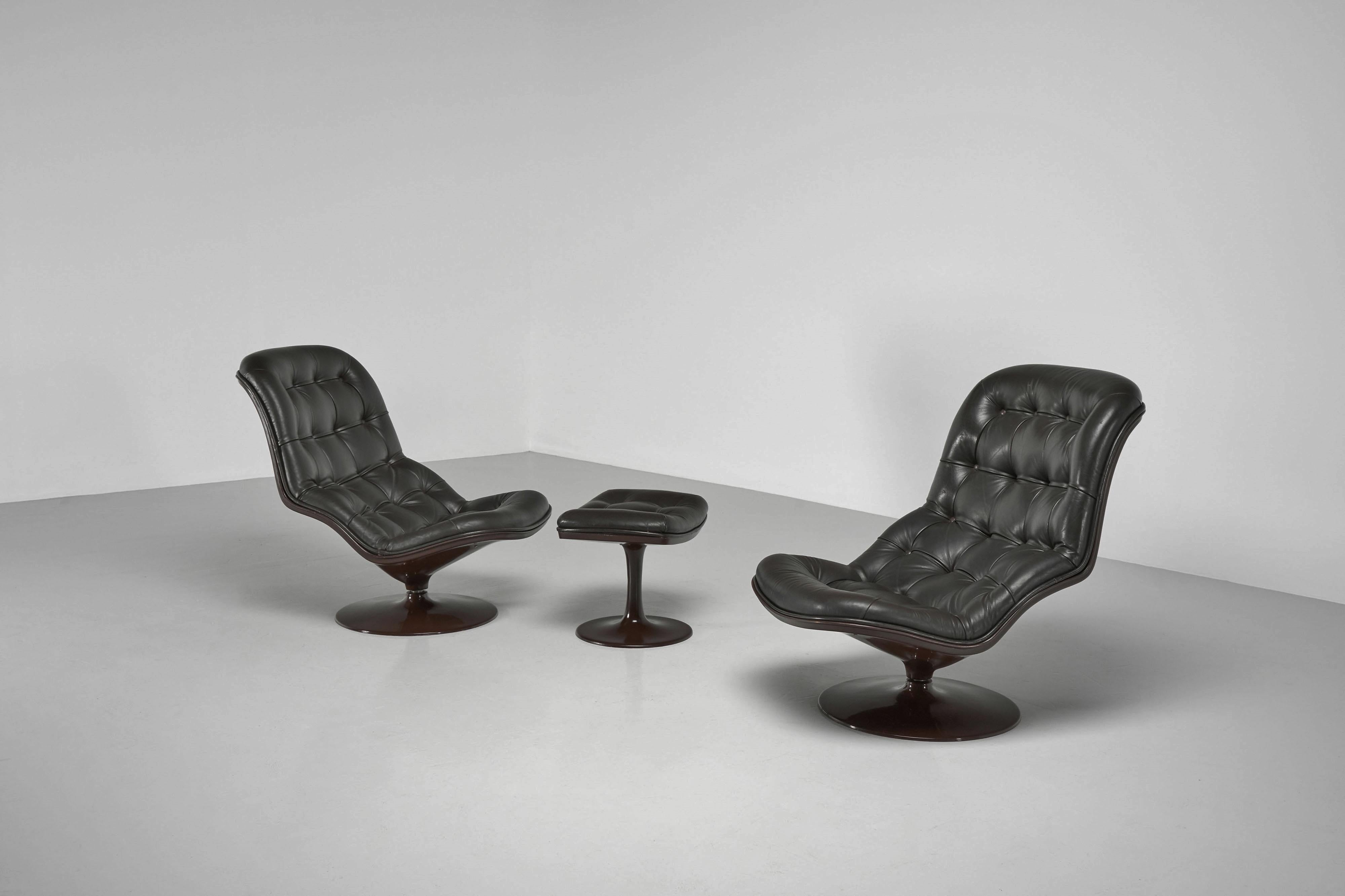 Mid-Century Modern Georges van Rijck Shelby lounge chairs Beaufort 1971