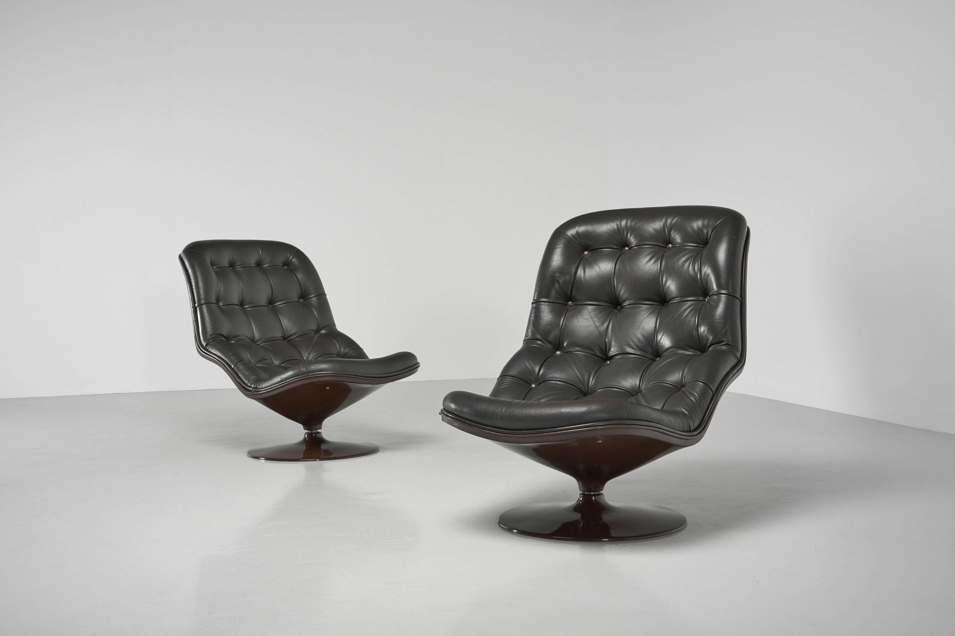 Leather Georges van Rijck Shelby lounge chairs Beaufort 1971