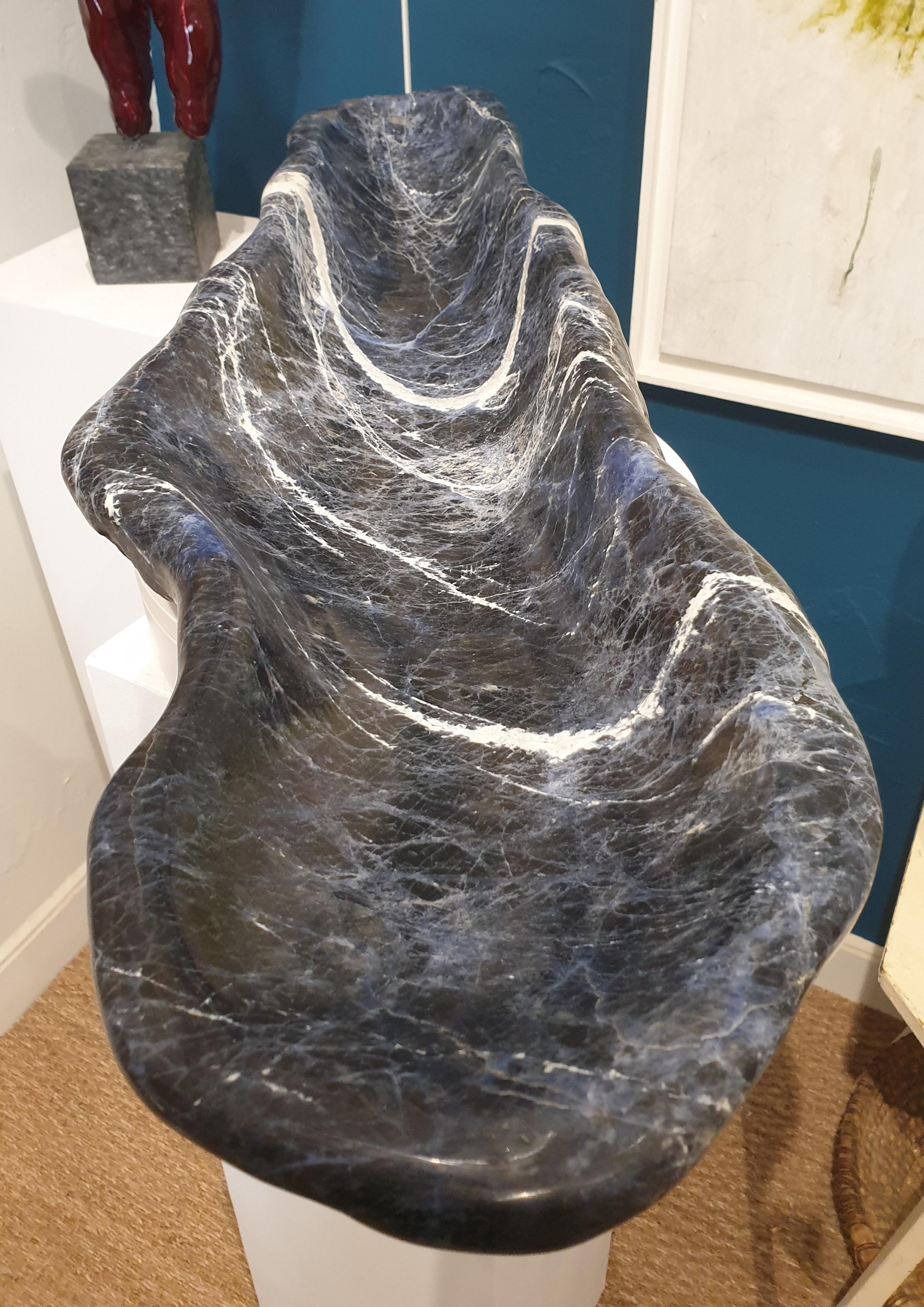 Large and Rare Coupe Sculpted from Brazilian Sodalite. For Sale 7